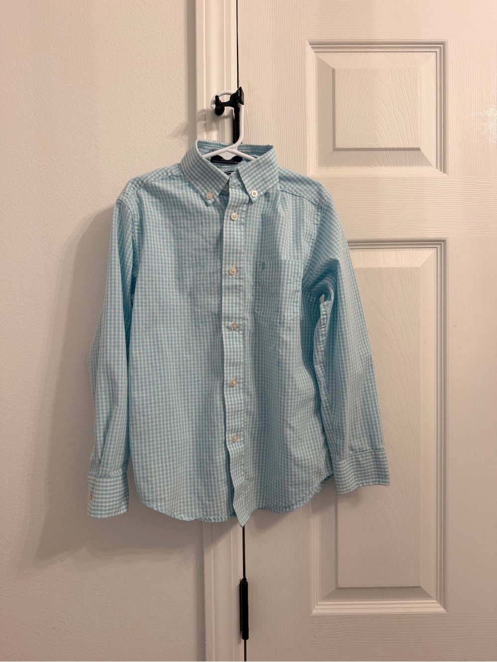 Izod Light Blue Gingham Button-Down Shirt - Men's